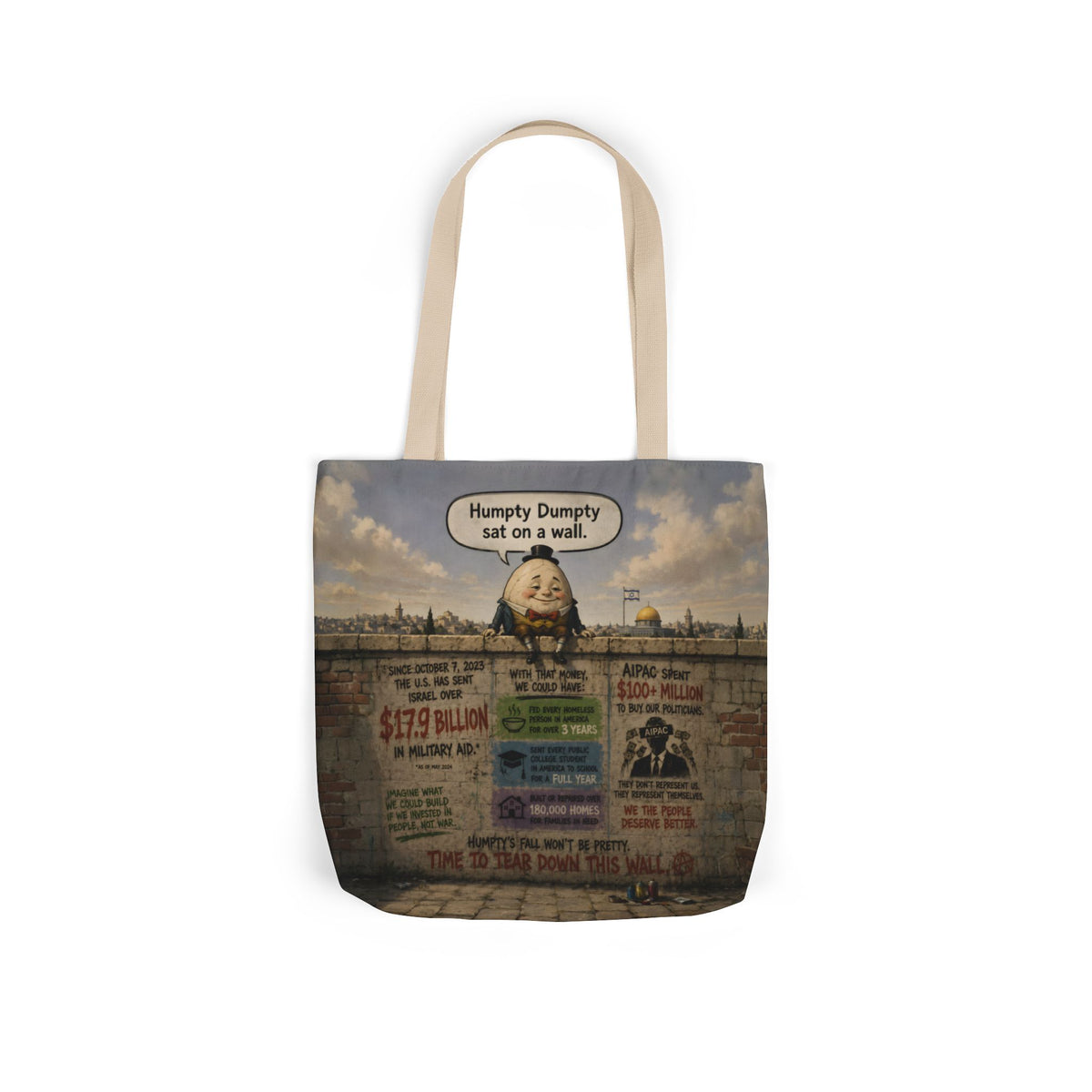 Humpty's Wall — Tote Bag | Border Satire Art Carryall