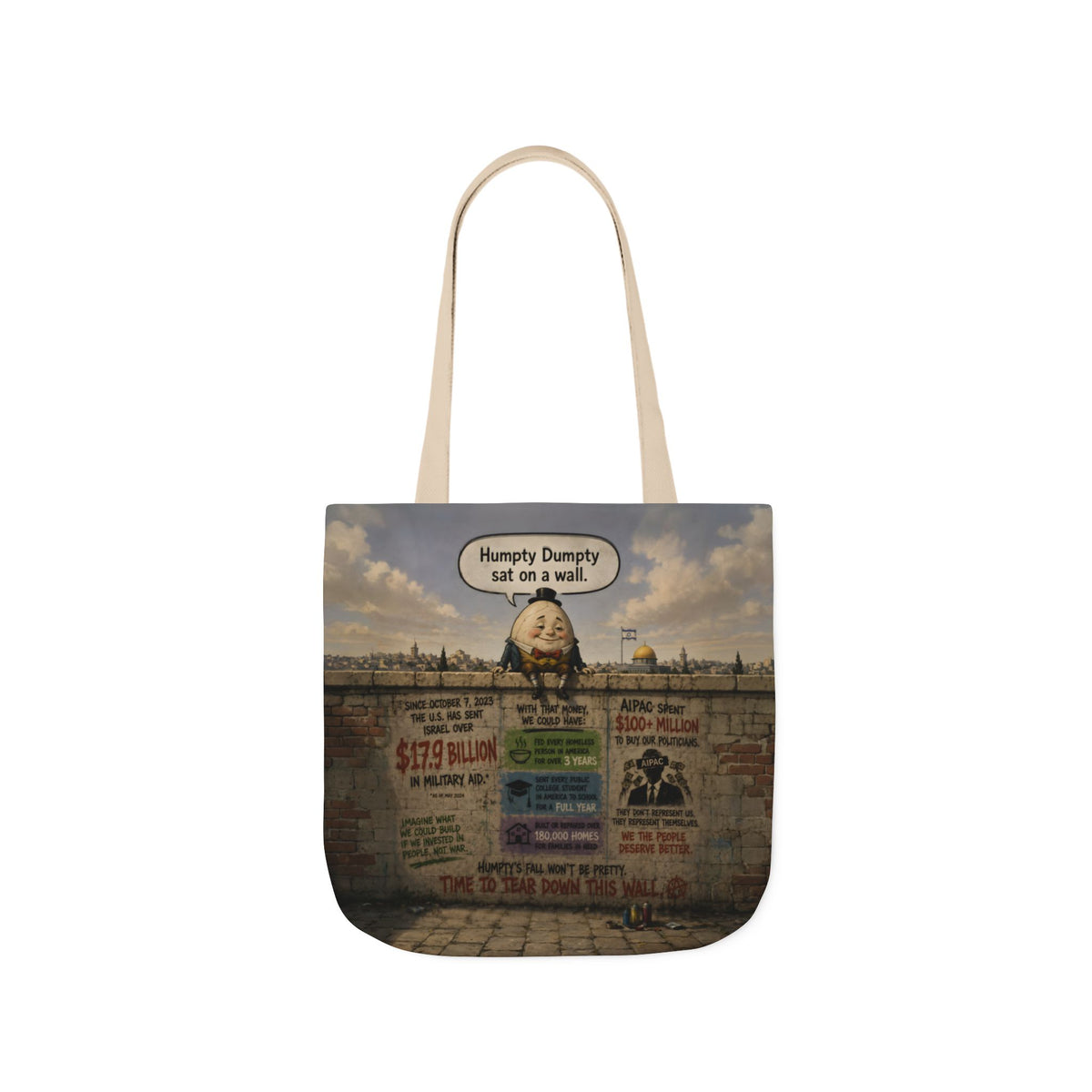 Humpty's Wall — Tote Bag | Border Satire Art Carryall