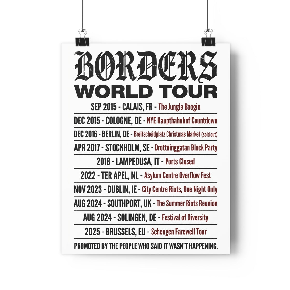 Borders World Tour — Art Print | Satire Poster