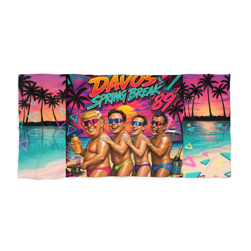 Davos Spring Break '89 — Beach Towel | Oligarch Satire Art