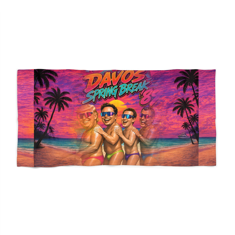 Davos Spring Break '89 — Beach Towel | Oligarch Satire Art